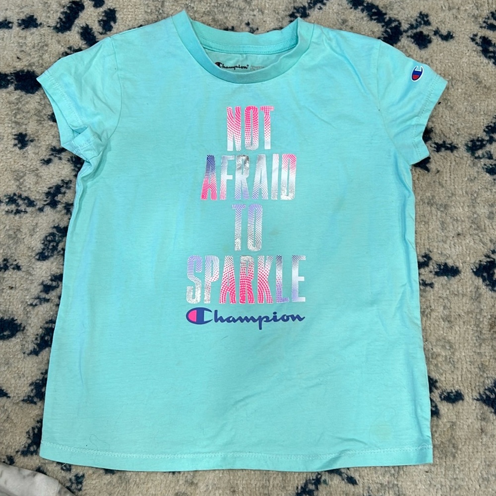 Girls champion tshirt not afraid to sparkle size 7/8